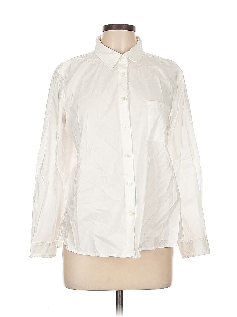 Pre-owned Ann Taylor Loft Long Sleeve Button Down Shirt In White