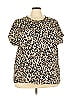Halogen 100% Polyester Animal Print Tan Short Sleeve Blouse Size 3X - photo 1