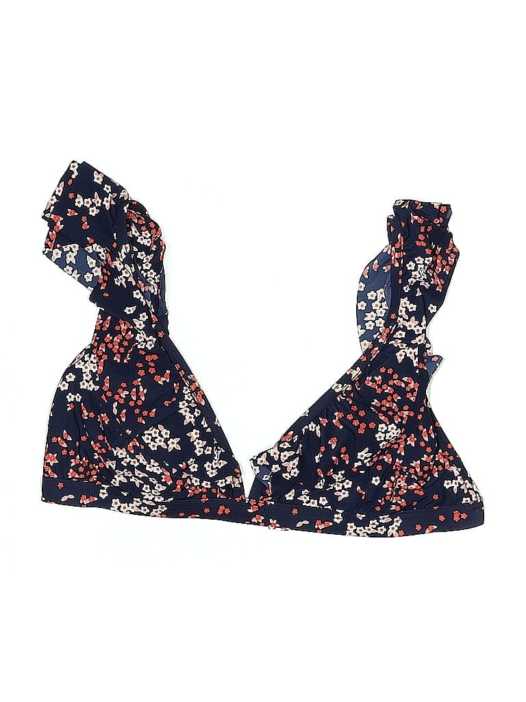 Pre-owned Michael Michael Kors Swimsuit Top Blue Floral Pattern Swimwear