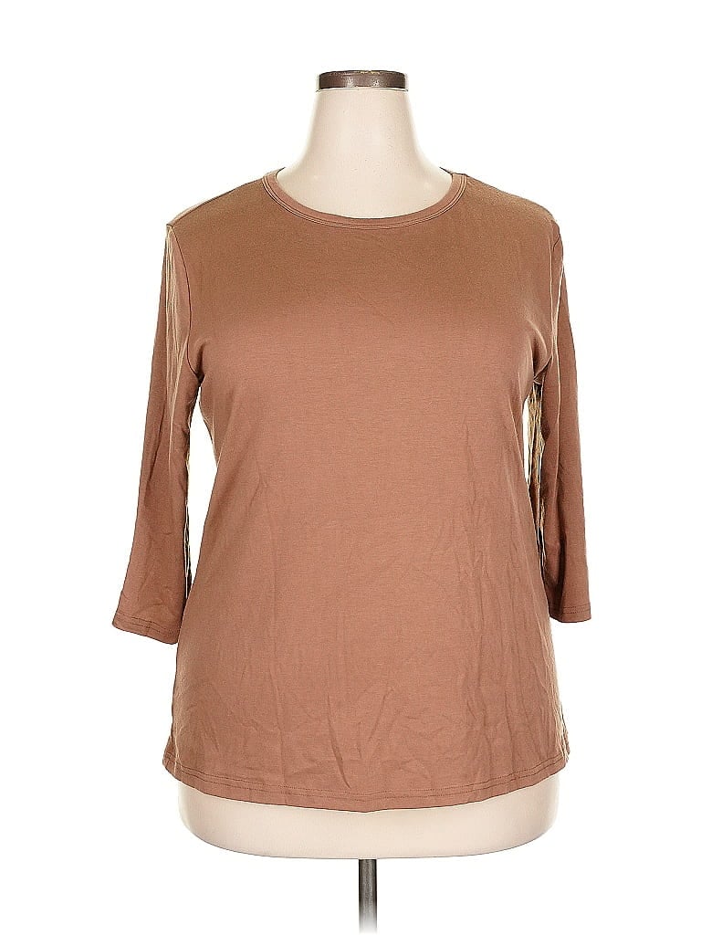Pre-owned Assorted Brands 3/4 Sleeve T-shirt In Brown