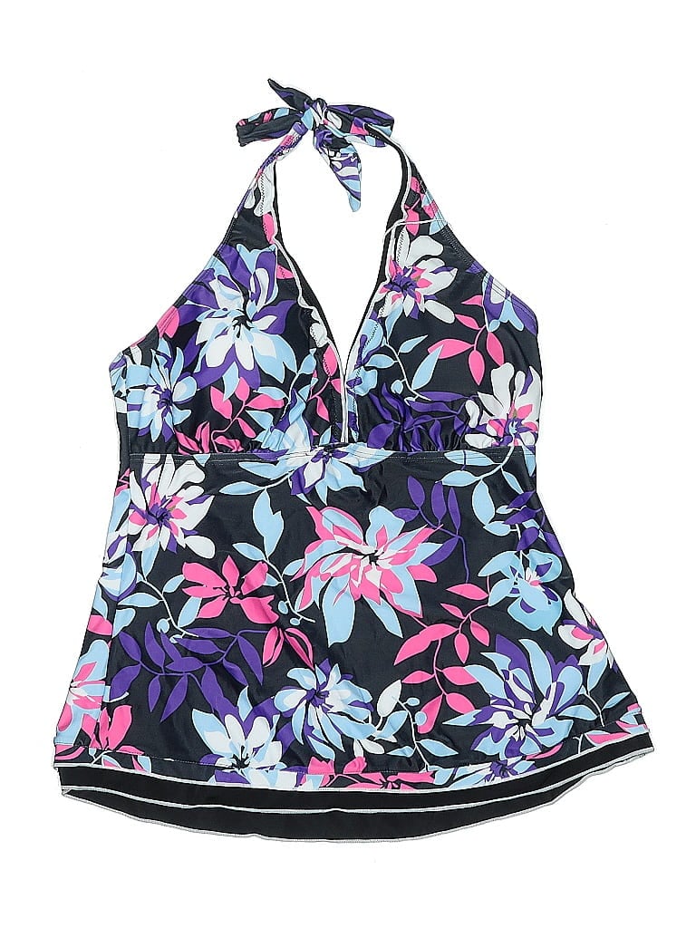 Pre-owned B2prity Swimsuit Top Blue Floral Pattern Swimwear