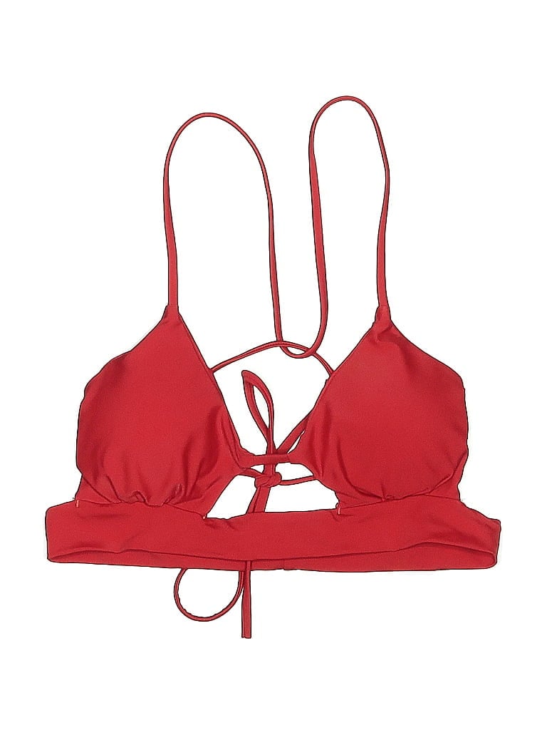 Pre-owned Unbranded Swimsuit Top Red Solid Pattern Swimwear