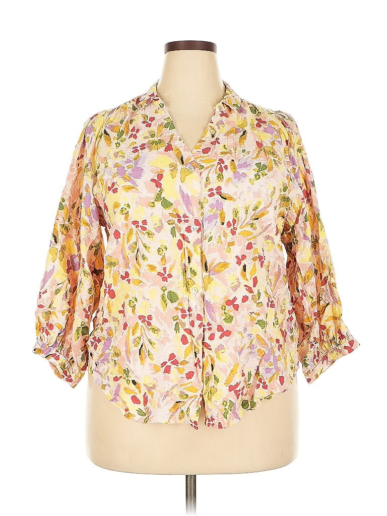 Pre-owned Lc Lauren Conrad 3/4 Sleeve Blouse In Yellow