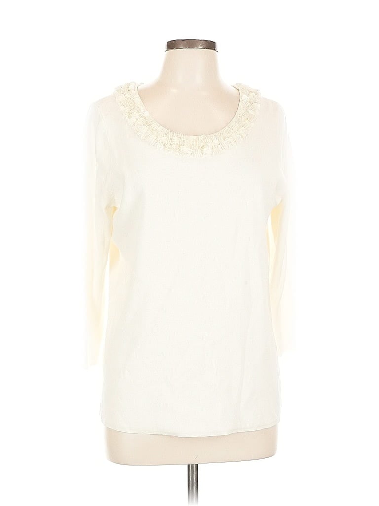 Pre-owned Rsvp By Talbots Pullover Sweater In White