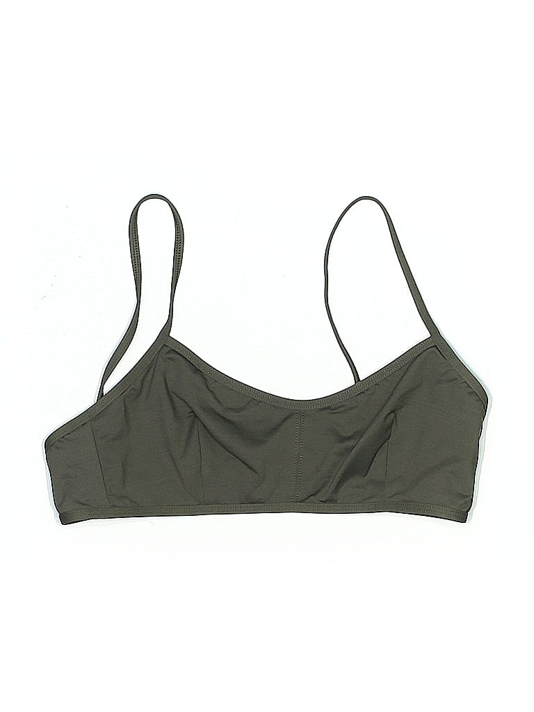 Pre-owned Assorted Brands Swimsuit Top Green Solid Pattern Swimwear