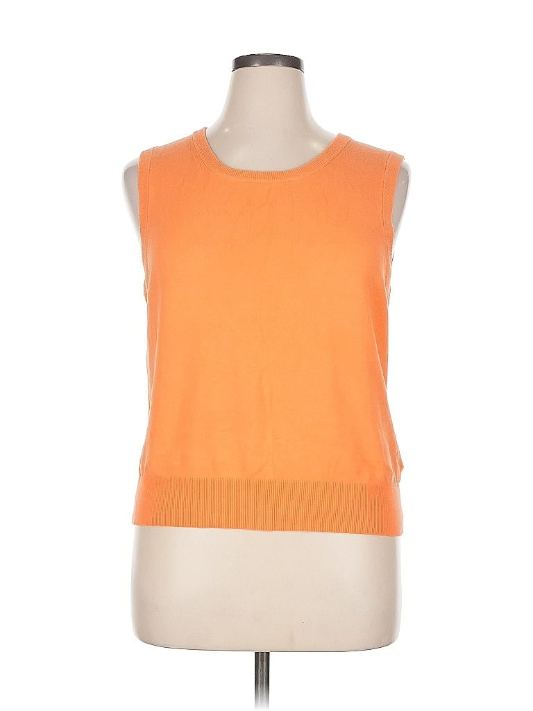 Pre-owned Cable & Gauge Sweater Vest In Orange