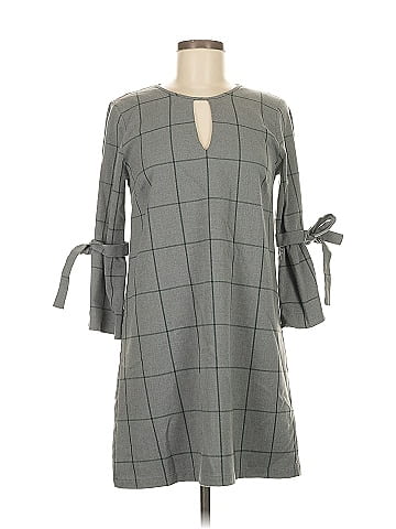 Waverly Grey Tie Sleeve Plaid Shift (view 1)