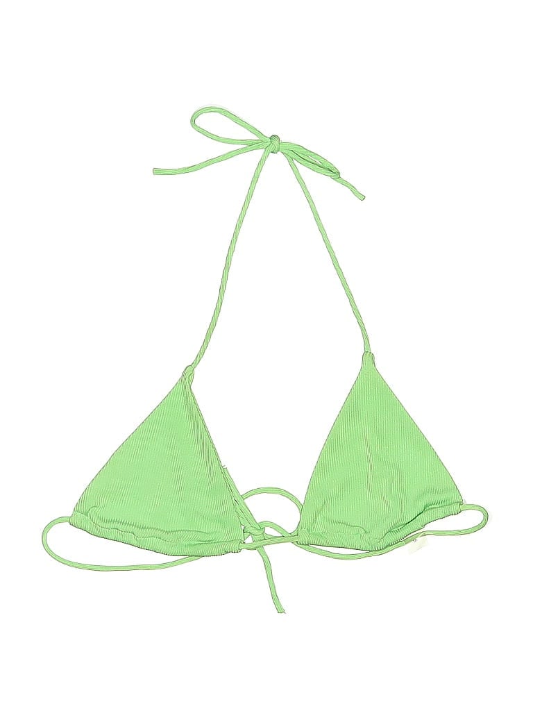 Pre-owned Unbranded Swimsuit Top Green Solid Pattern Swimwear