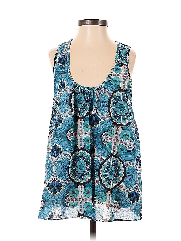 Pre-owned Meadow Rue Tank Top Blue Halter Neckline Tops