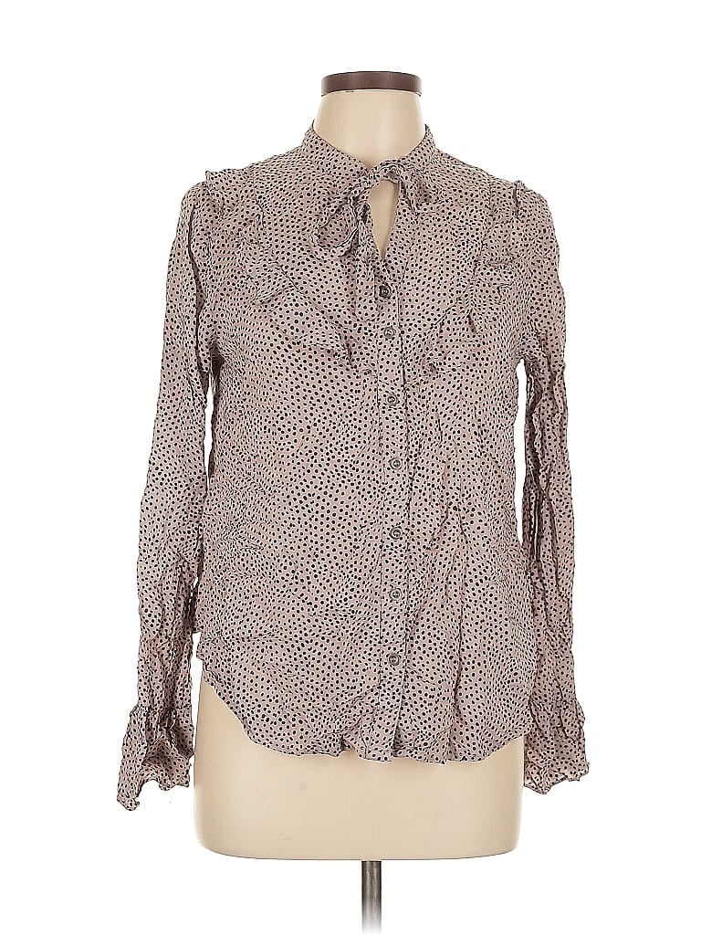HEM & THREAD Pre-owned Long Sleeve Blouse In Brown