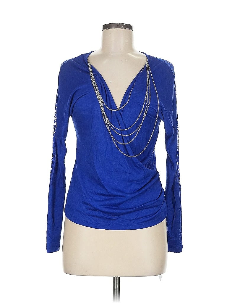 Pre-owned Material Girl Long Sleeve Top Blue Cowl Neck Tops