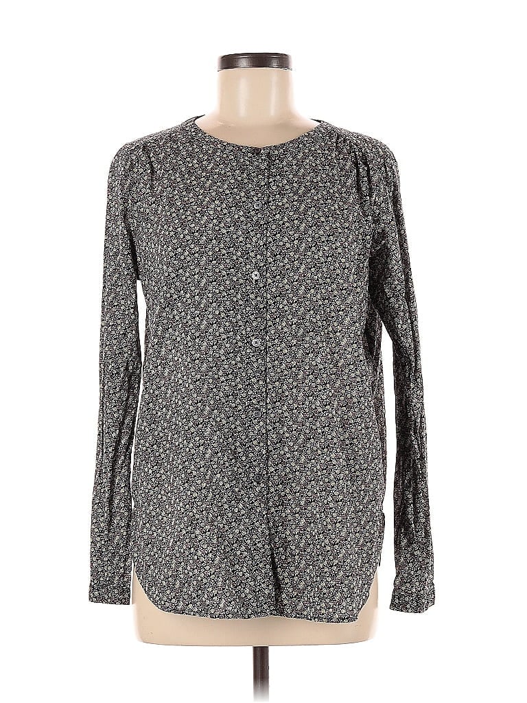 Pre-owned Ann Taylor Loft Outlet Long Sleeve Top Gray Crew Neck Tops