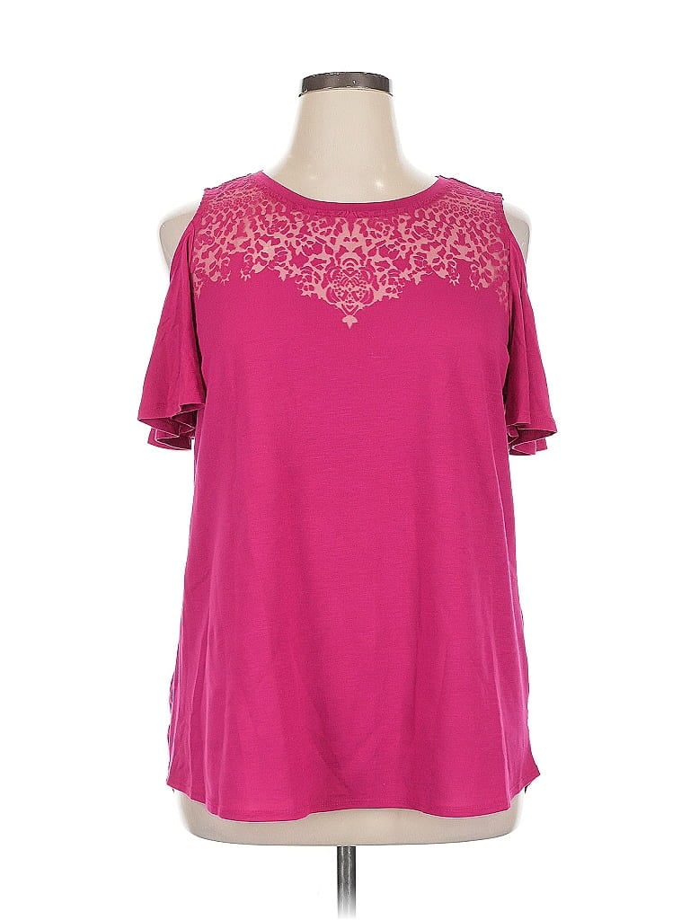 Pre-owned Apt. 9 Short Sleeve Top Pink Cold Shoulder Neckline Tops