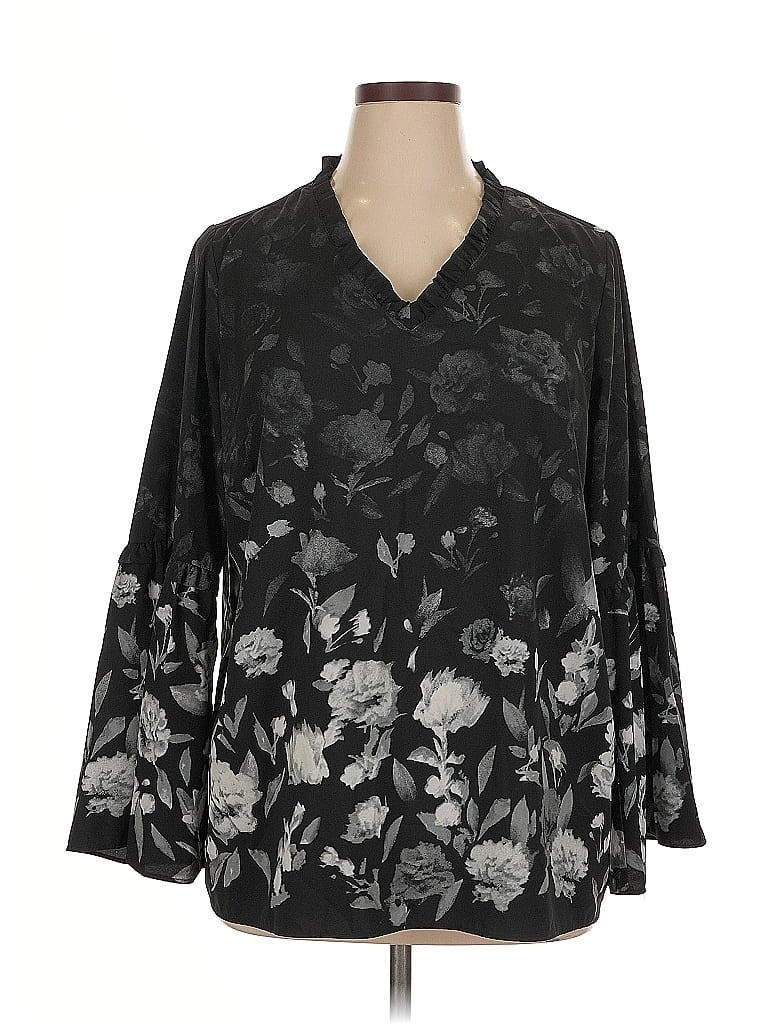 Belle By Kim Gravel Black Long Sleeve Blouse Size 1X - photo 1
