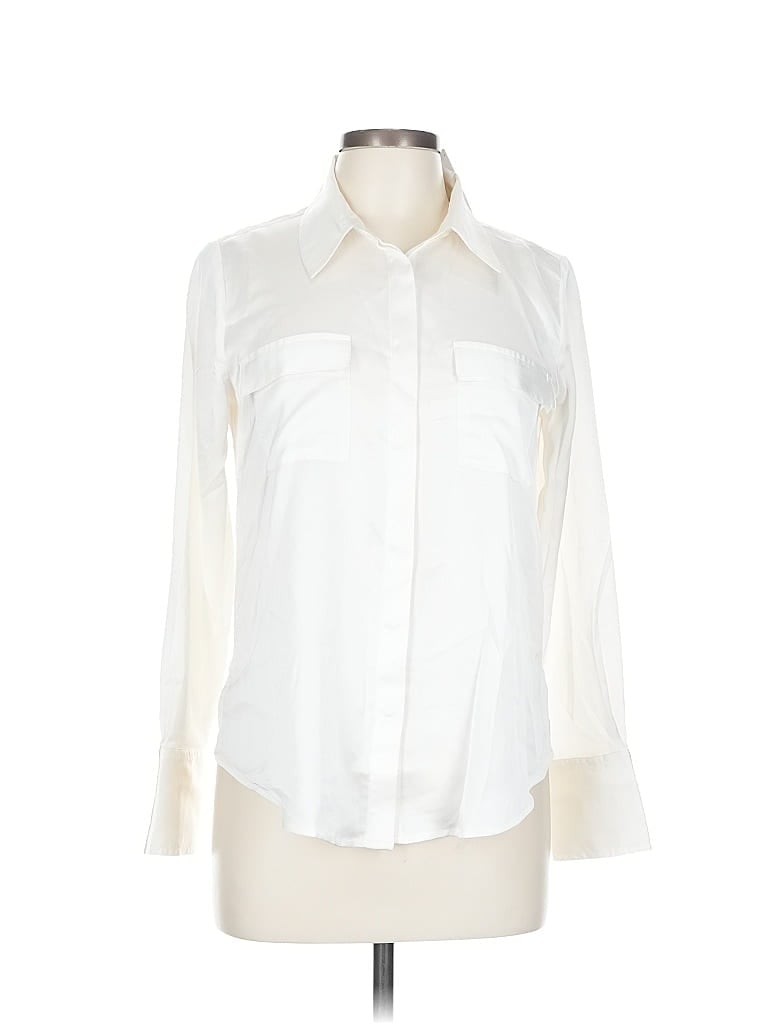 Pre-owned Ann Taylor Long Sleeve Blouse In White