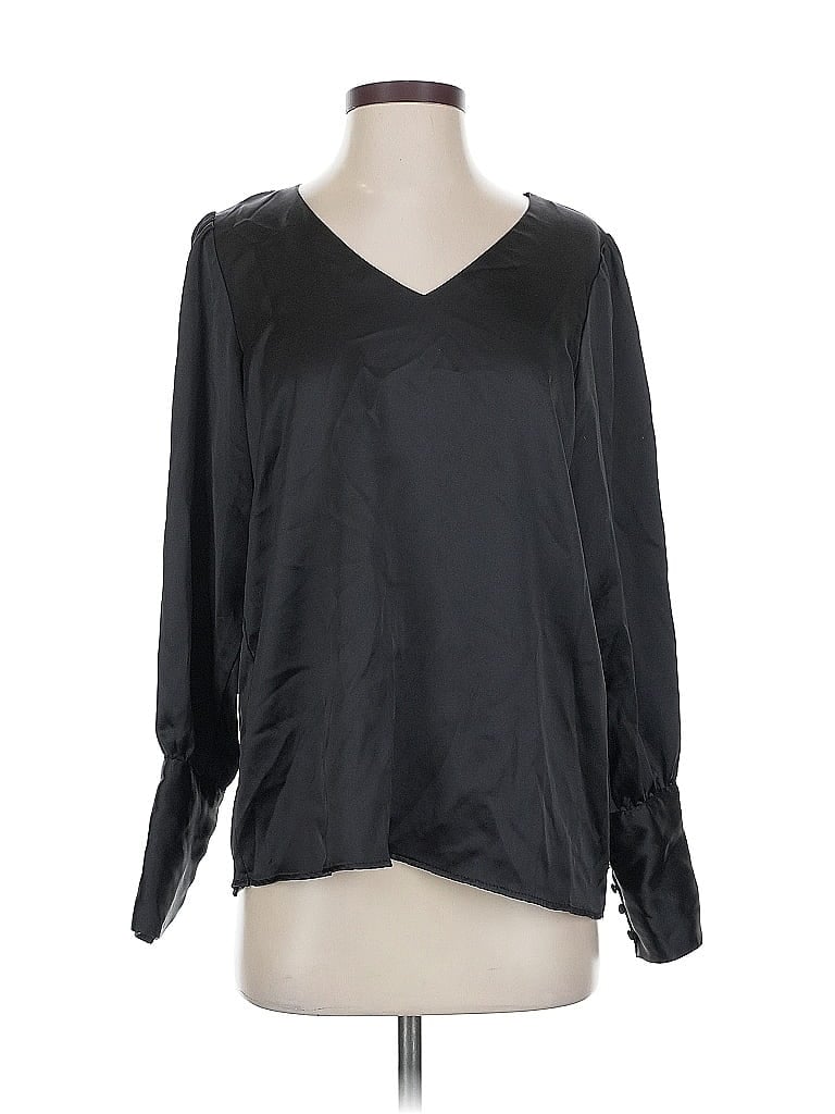 Pre-owned Rachel Zoe Tjx Long Sleeve Blouse In Black