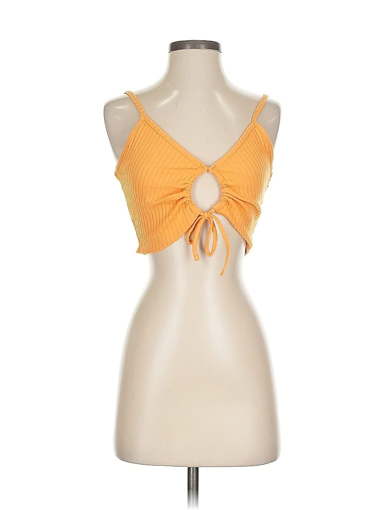 Pre-owned H&m Tank Top Yellow Strapless Neckline Tops