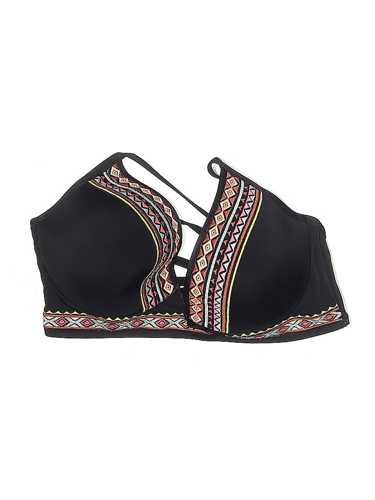 Pre-owned Shade & Shore Swimsuit Top Black Paisley Pattern Swimwear