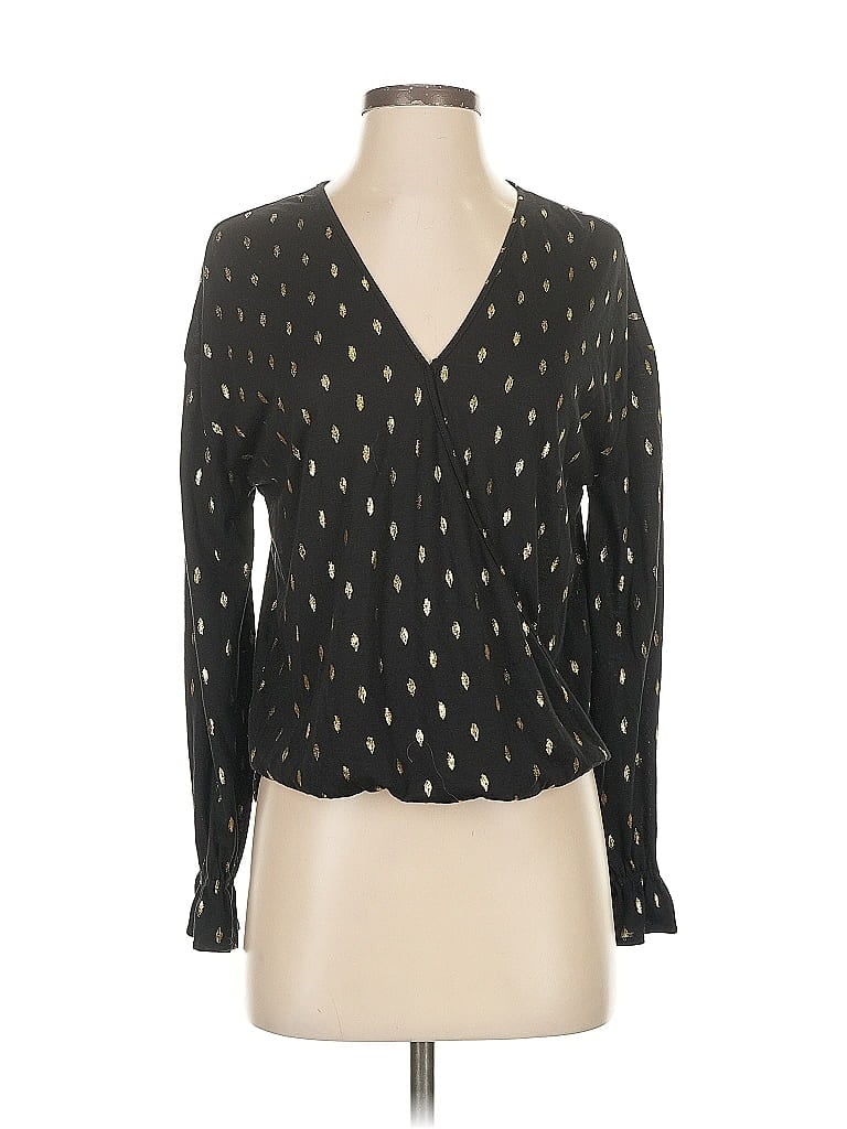 Pre-owned Current Air Long Sleeve Blouse In Black