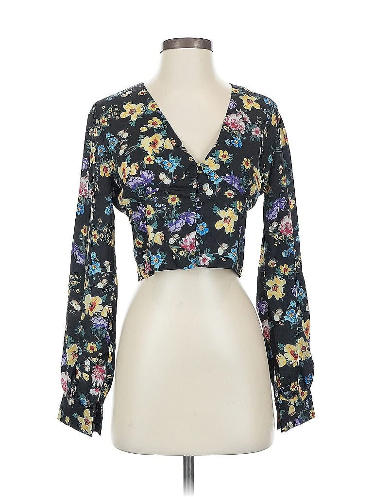 Aqua 3/4 Sleeve Blouse In Black