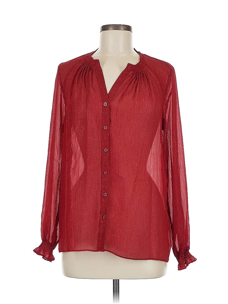 Pre-owned Simply Vera Vera Wang Long Sleeve Blouse In Red