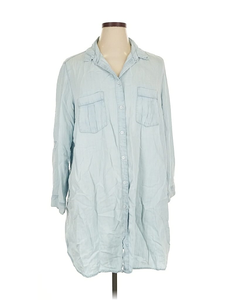 Pre-owned Black Tape_ Long Sleeve Button Down Shirt In Blue