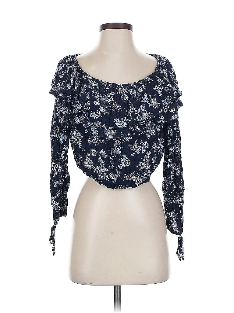 Pre-owned Abercrombie & Fitch 3/4 Sleeve Blouse In Blue