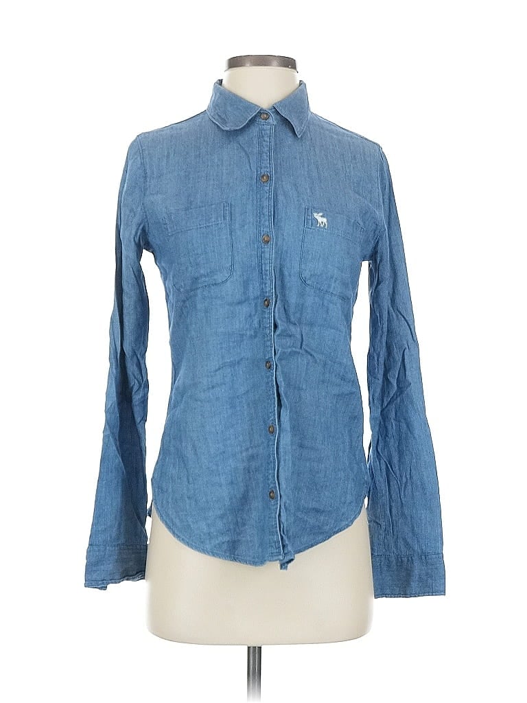 ABERCROMBIE & FITCH Pre-owned Long Sleeve Button Down Shirt In Blue
