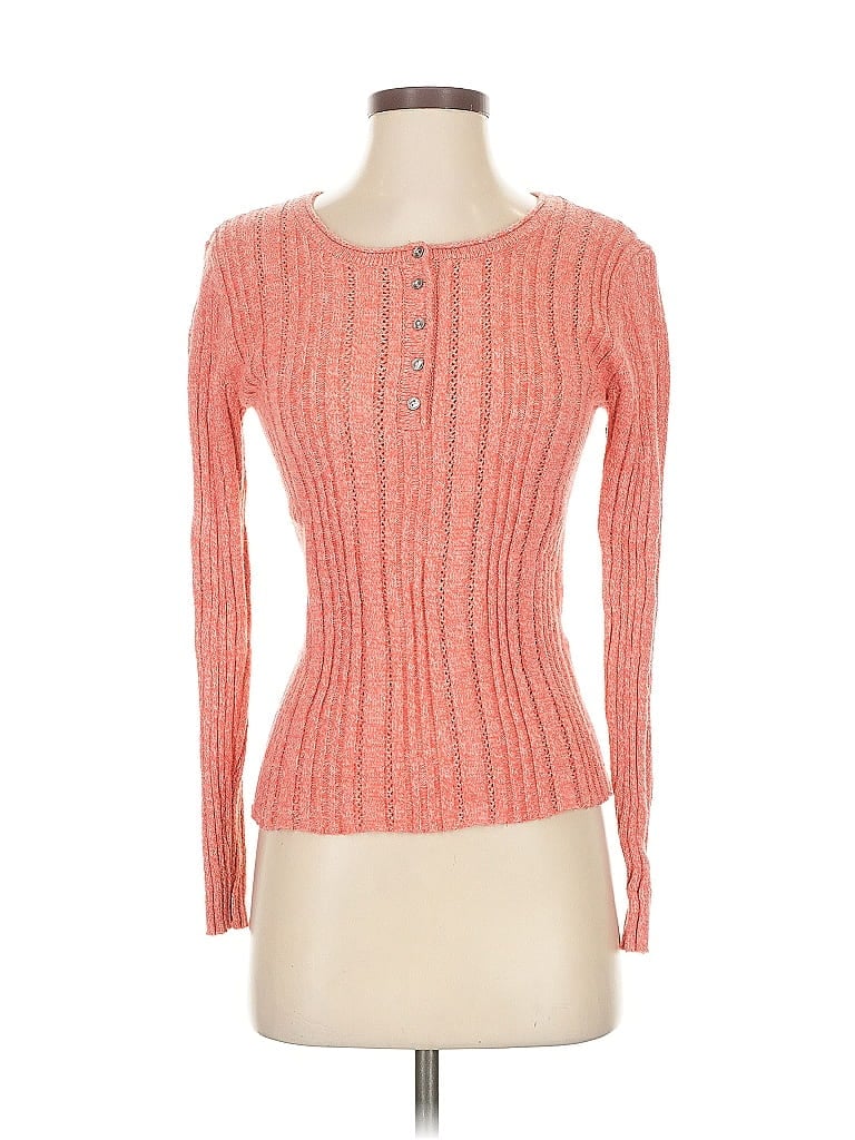 Pre-owned Sundance Long Sleeve Henley Shirt In Orange