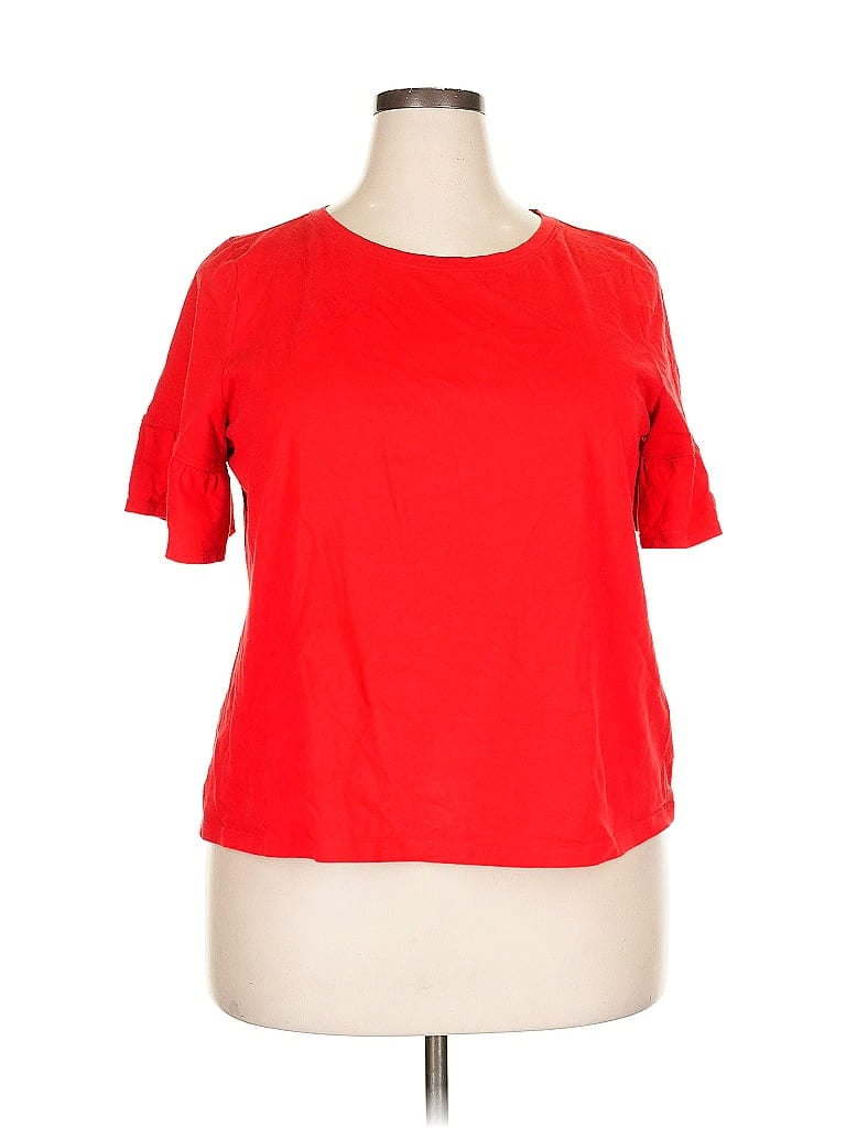 1901 Pre-owned Short Sleeve Top Red Keyhole Neckline Tops