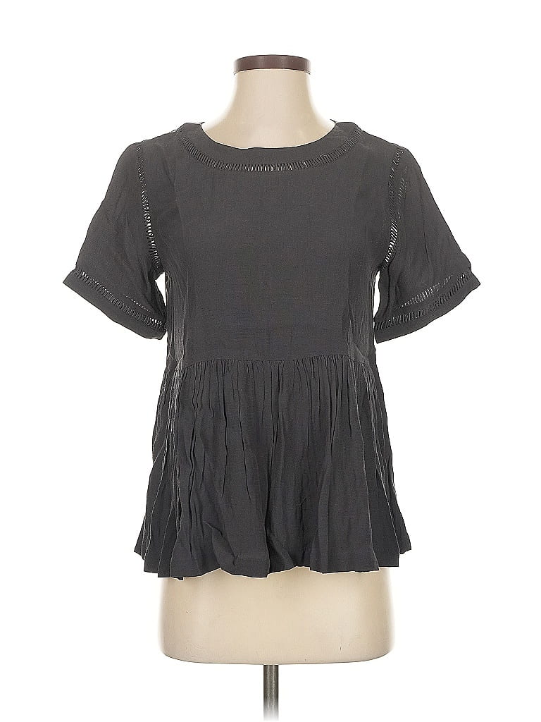 Pre-owned Ann Taylor Loft Short Sleeve Blouse In Gray