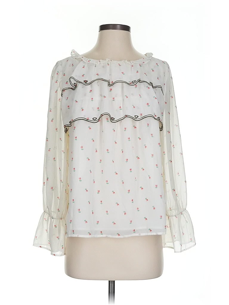 Ann Taylor LOFT 100% Polyester Ivory 3/4 Sleeve Blouse Size XS - photo 1