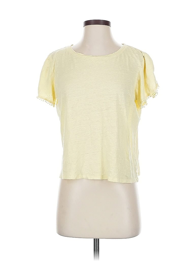 Pre-owned Ann Taylor Short Sleeve Top Yellow Scoop Neck Tops