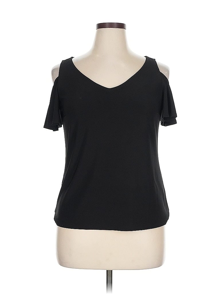 Pre-owned Db Established 1962 Short Sleeve Top Black Cold Shoulder Neckline Tops