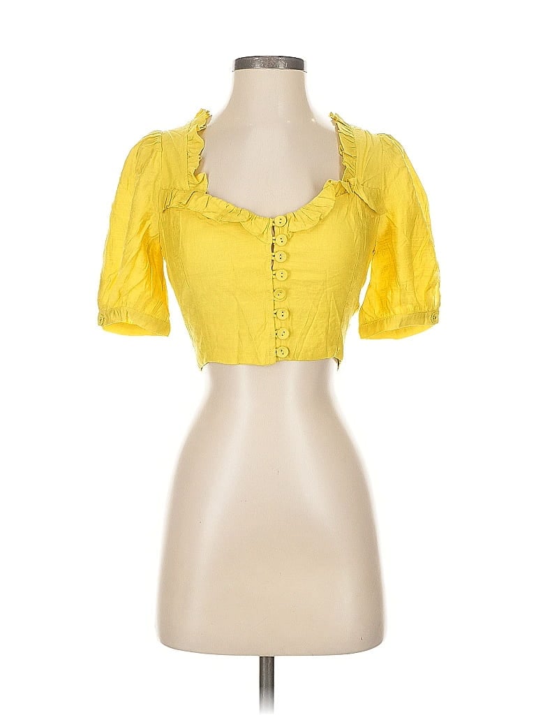 Pre-owned Skylar Rose Short Sleeve Blouse In Yellow