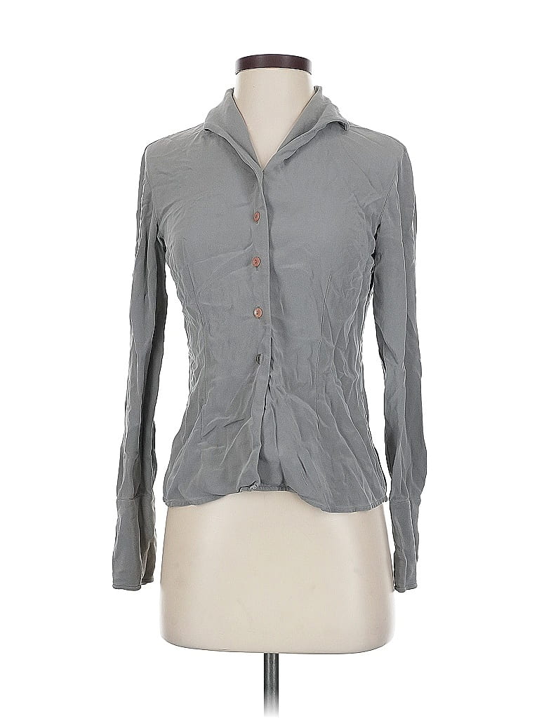Pre-owned Inc International Concepts Long Sleeve Silk Top Gray Cowl Neck Tops