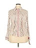 Belissimo 100% Polyester Stripes Ivory Pink Long Sleeve Blouse Size XL - photo 1
