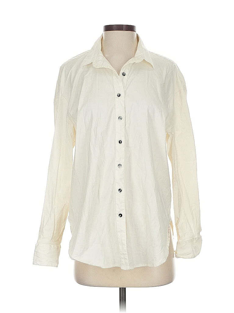 Pre-owned Mother Oxford Long Sleeve Button Down Shirt In White