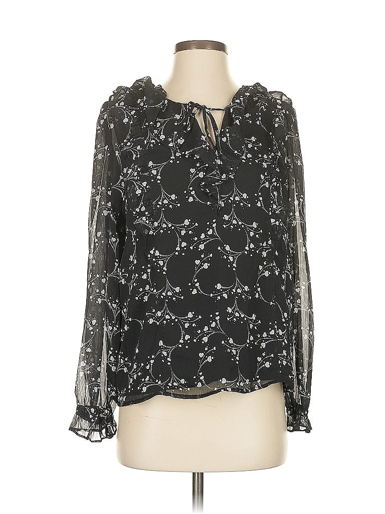 Pre-owned Ann Taylor Loft Long Sleeve Blouse In Black