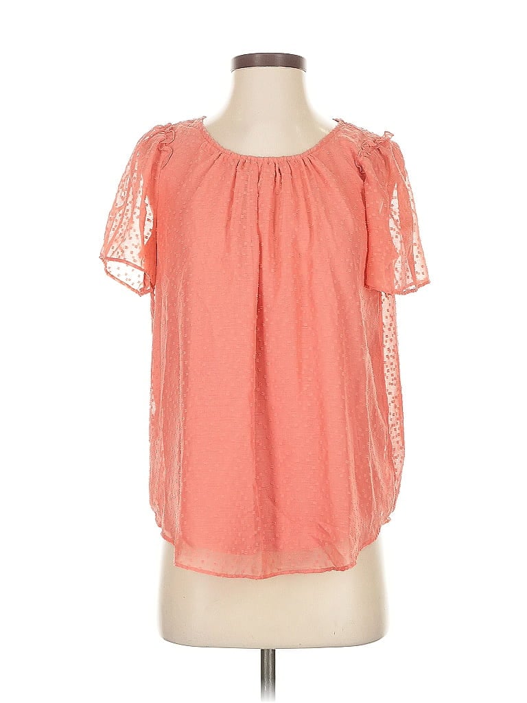 Pre-owned Lc Lauren Conrad Short Sleeve Blouse In Orange