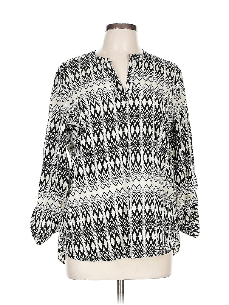 Pre-owned Moa Moa 3/4 Sleeve Blouse In Silver