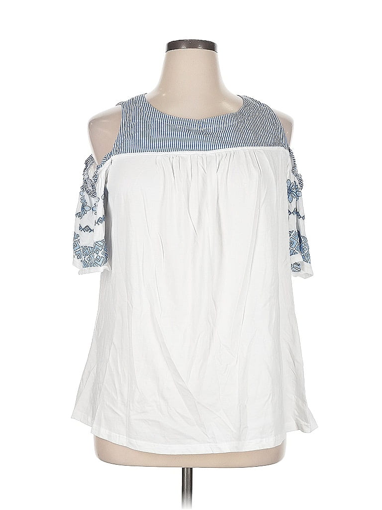 Pre-owned Crown & Ivy 3/4 Sleeve Blouse In White