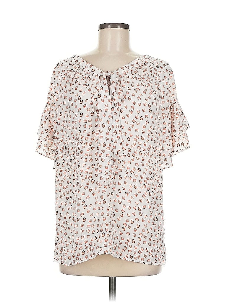 Pre-owned Ann Taylor Loft Outlet Short Sleeve Blouse In White