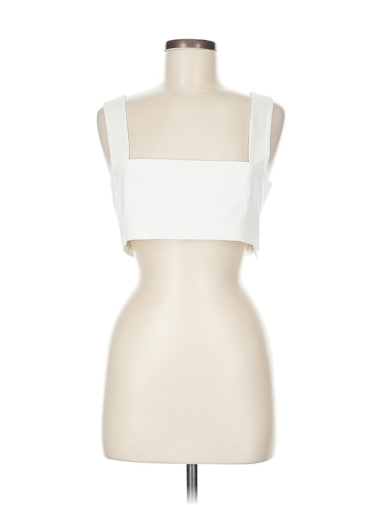 Pre-owned Danielle Bernstein Tank Top Ivory Square Neckline Tops In White