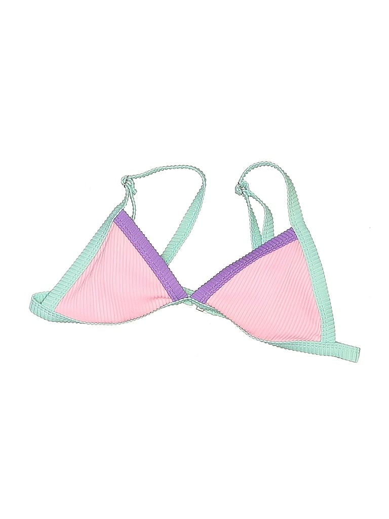 UNBRANDED Pre-owned Swimsuit Top Pink Color Block Pattern Swimwear