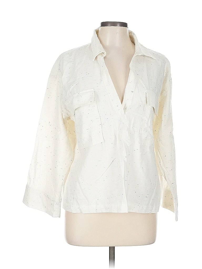 Pre-owned Ann Taylor Loft 3/4 Sleeve Button Down Shirt In White