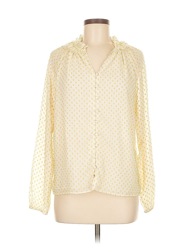 Pre-owned Ann Taylor Long Sleeve Blouse In Yellow