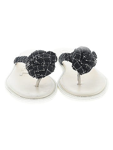Chanel Tweed Quilted Camellia Thong Sandals  (view 2)