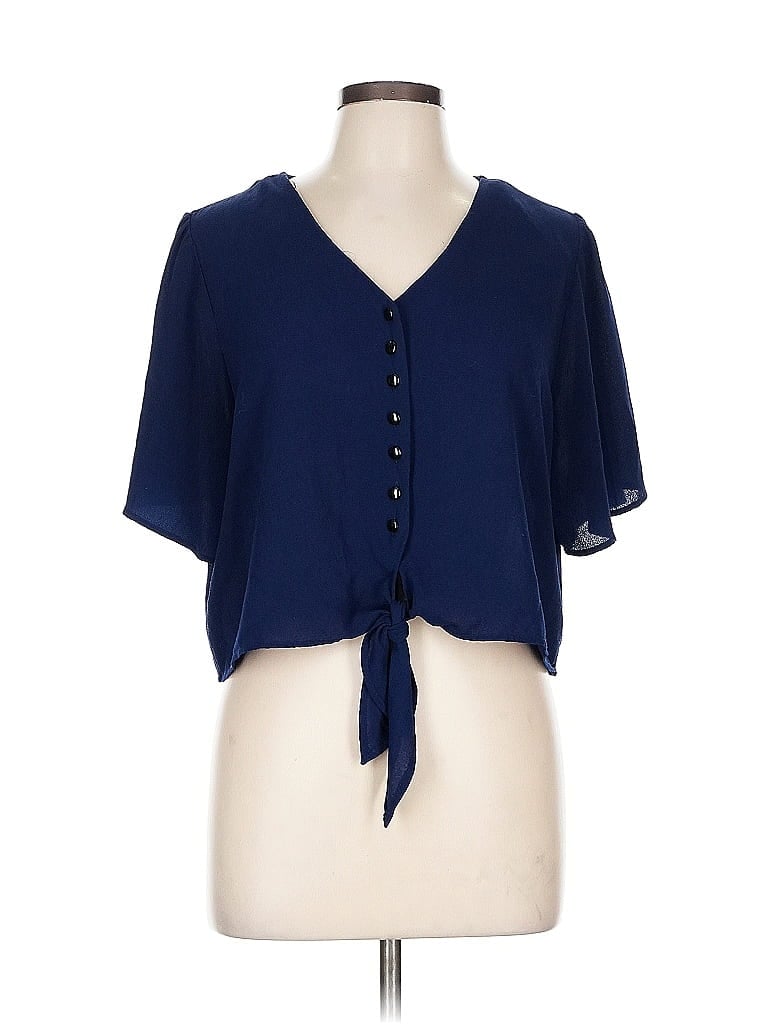 Pre-owned Gypsies & Moondust Short Sleeve Blouse In Blue