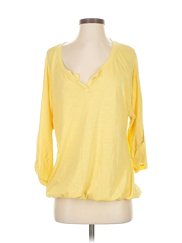 Pre-owned French Laundry Short Sleeve Top Yellow V Neck Tops
